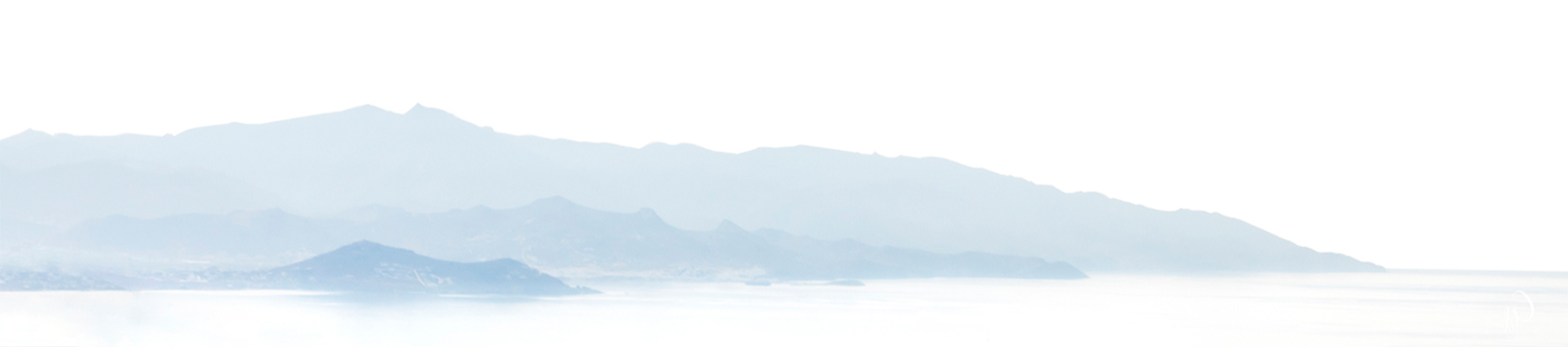 Sea view with light blue islands on a white background
